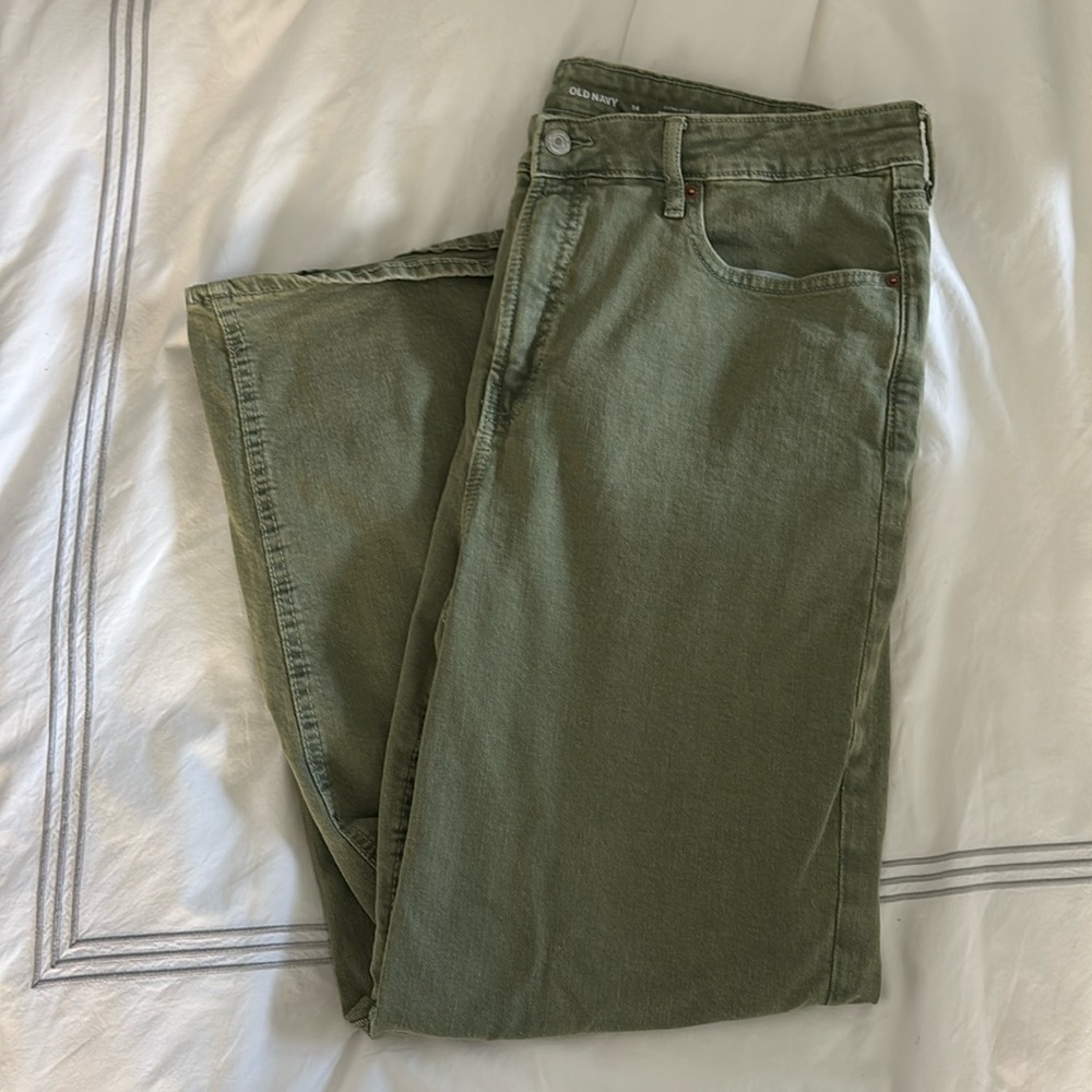 Old Navy Extra High Rise Sky-Hi Wide Leg Green sz 14